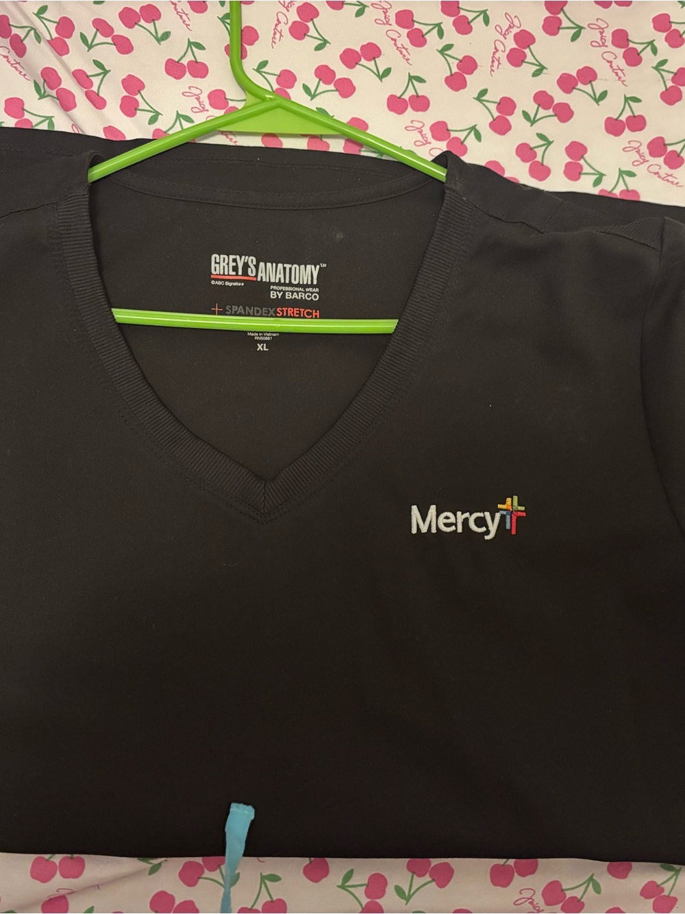 Grey's Anatomy Black Mercy Logo V-Neck Scrub Top